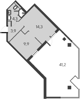 Планировка — Alba del Mare, 2-комн., 32 м²