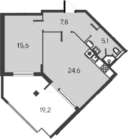 Планировка — Alba del Mare, 2-комн., 53 м²