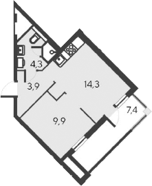 Планировка — Alba del Mare, 2-комн., 32 м²