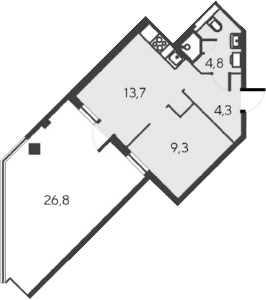 Планировка — Alba del Mare, 2-комн., 32 м²