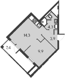 Планировка — Alba del Mare, 2-комн., 32 м²