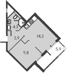 Планировка — Alba del Mare, 2-комн., 32 м²
