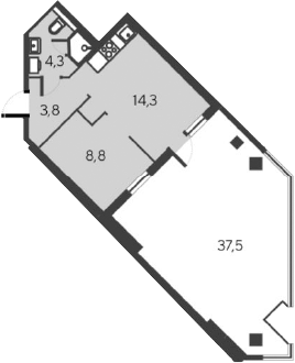 Планировка — Alba del Mare, 2-комн., 31 м²