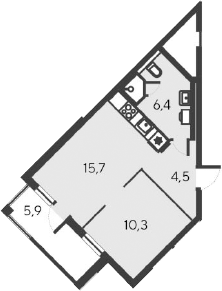 Планировка — Alba del Mare, 2-комн., 37 м²