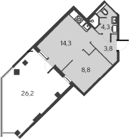 Планировка — Alba del Mare, 2-комн., 31 м²