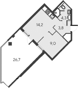 Планировка — Alba del Mare, 2-комн., 31 м²