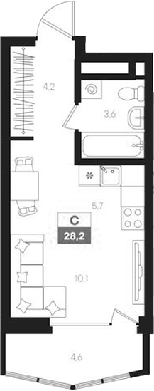 Планировка — Интро, Студия, 24 м²