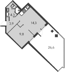 Планировка — Alba del Mare, 2-комн., 32 м²