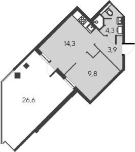 Планировка — Alba del Mare, 2-комн., 32 м²