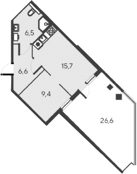 Планировка — Alba del Mare, 2-комн., 38 м²