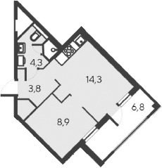 Планировка — Alba del Mare, 2-комн., 31 м²