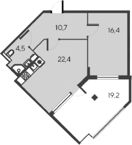 Планировка — Alba del Mare, 2-комн., 54 м²