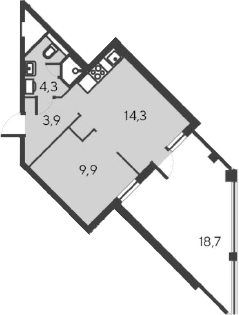 Планировка — Alba del Mare, 2-комн., 32 м²