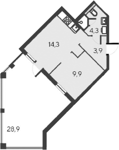Планировка — Alba del Mare, 2-комн., 32 м²