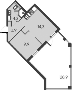 Планировка — Alba del Mare, 2-комн., 32 м²