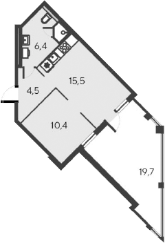 Планировка — Alba del Mare, 2-комн., 37 м²
