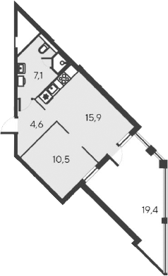 Планировка — Alba del Mare, 2-комн., 38 м²