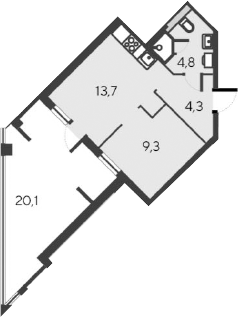 Планировка — Alba del Mare, 2-комн., 32 м²