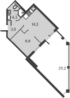 Планировка — Alba del Mare, 2-комн., 31 м²