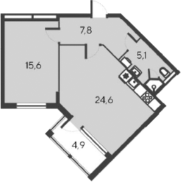 Планировка — Alba del Mare, 2-комн., 53 м²