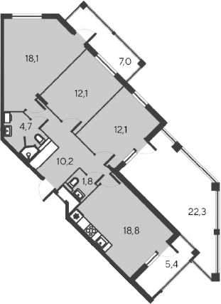 Планировка — Alba del Mare, 4-комн., 78 м²
