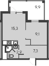 Планировка — Alba del Mare, 2-комн., 35 м²