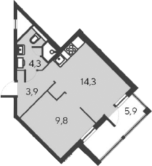 Планировка — Alba del Mare, 2-комн., 32 м²
