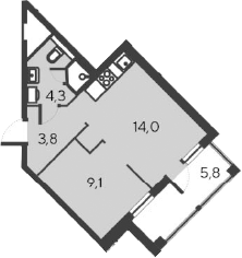 Планировка — Alba del Mare, 2-комн., 31 м²