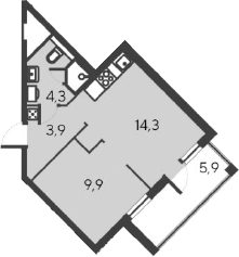 Планировка — Alba del Mare, 2-комн., 32 м²