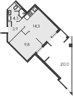 Планировка — Alba del Mare, 2-комн., 32 м²