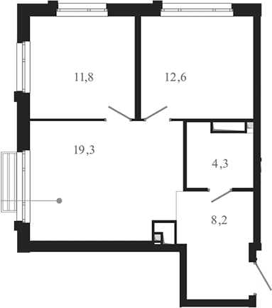 Планировка — Атлас Ауро, 2-комн., 56 м²