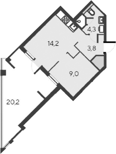 Планировка — Alba del Mare, 2-комн., 31 м²