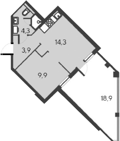 Планировка — Alba del Mare, 2-комн., 32 м²