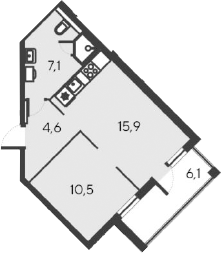 Планировка — Alba del Mare, 2-комн., 38 м²