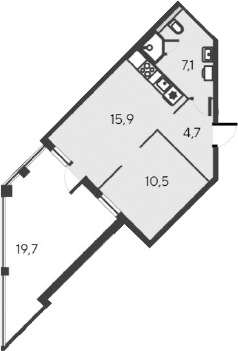 Планировка — Alba del Mare, 2-комн., 38 м²