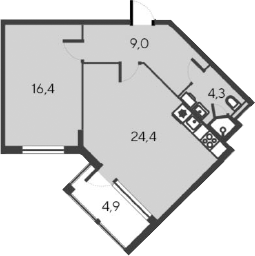 Планировка — Alba del Mare, 2-комн., 54 м²