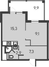 Планировка — Alba del Mare, 2-комн., 35 м²