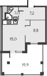 Планировка — Alba del Mare, 2-комн., 34 м²