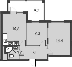 Планировка — Alba del Mare, 3-комн., 48 м²