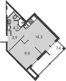 Планировка — Alba del Mare, 2-комн., 32 м²