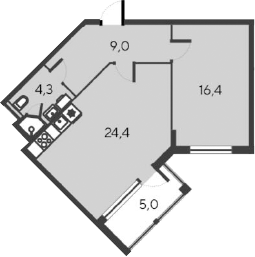 Планировка — Alba del Mare, 2-комн., 54 м²