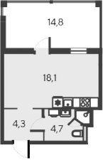 Планировка — Alba del Mare, Студия, 27 м²
