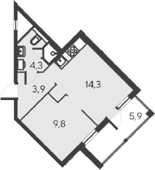 Планировка — Alba del Mare, 2-комн., 32 м²