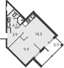 Планировка — Alba del Mare, 2-комн., 32 м²