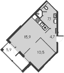 Планировка — Alba del Mare, 2-комн., 38 м²