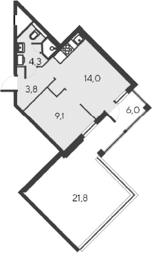Планировка — Alba del Mare, 2-комн., 31 м²