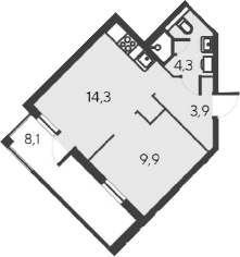 Планировка — Alba del Mare, 2-комн., 32 м²