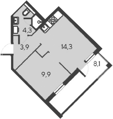 Планировка — Alba del Mare, 2-комн., 32 м²