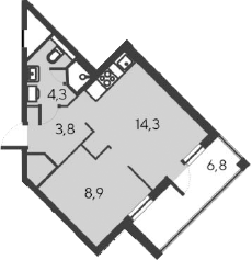 Планировка — Alba del Mare, 2-комн., 31 м²