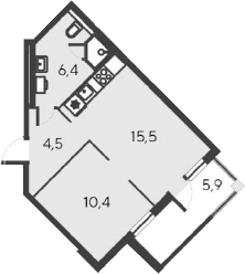 Планировка — Alba del Mare, 2-комн., 37 м²